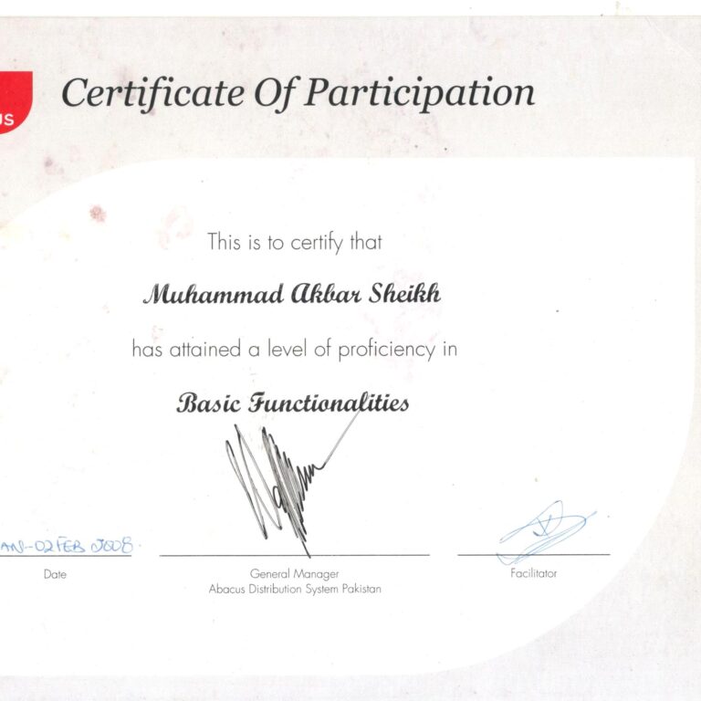 ABACUS CERTIFICATE